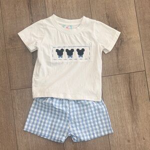 Mickey Mouse T-Shirt with Blue Checkered Shorts